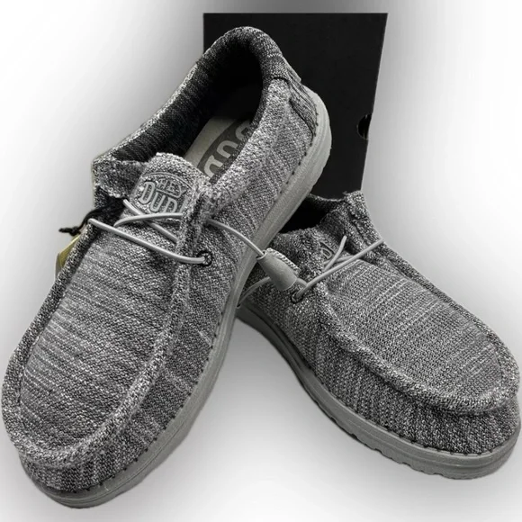 HEY DUDE Men’s WALLY Stretch Platinum Grey Casual Slip On Shoes 🌺 men 7 women 9 - Picture 1 of 6